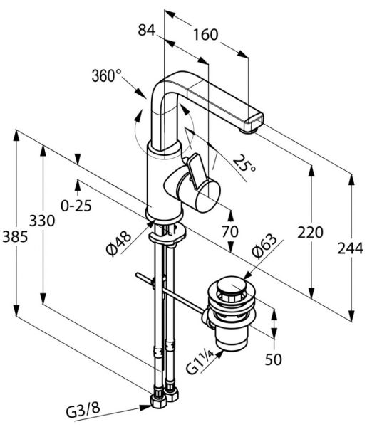 Смеситель для раковины Kludi Zenta хром 420250575